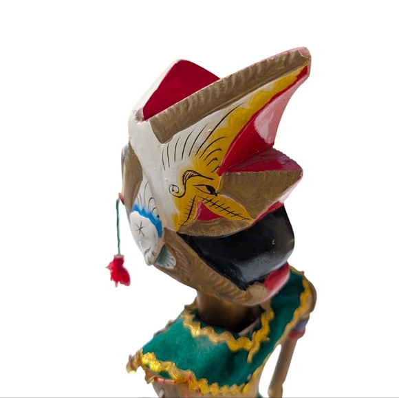 INDONESIAN Dancing RodPuppet Doll Wayang Gole Handcrafted Wood Arm Red Green - Picture 11 of 13